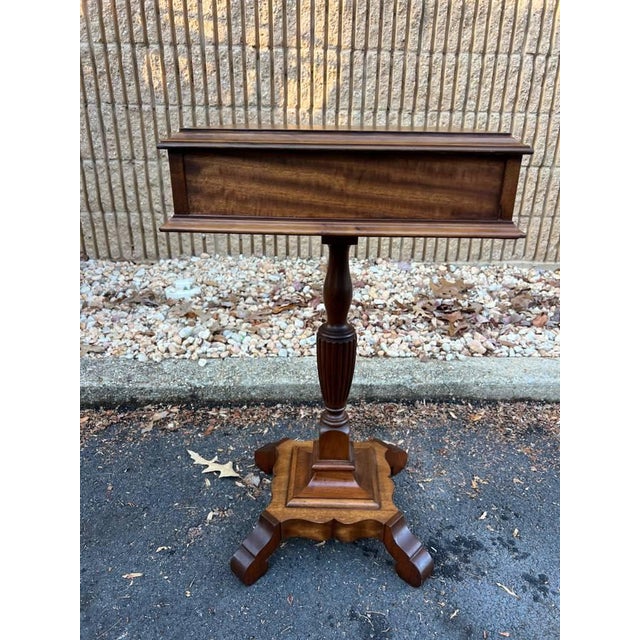 Antique Victorian Style Mahogany One Drawer Side Table or Sewing Stand For Sale - Image 11 of 12