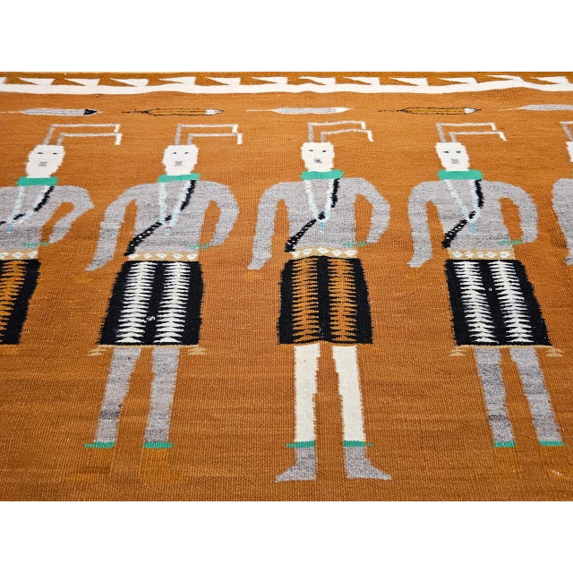 Vintage Native American Yei Rug, Handwoven Wool, Navajo Deity Pictorial Pattern, 3x5 For Sale - Image 10 of 13