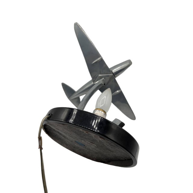 1980s 1980s Art Deco Machined Age Aluminum Fighter Airplane Table Lamp by Sarsaparilla For Sale - Image 5 of 11