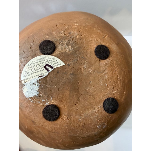 Ceramic Handmade Zimbabwe Makarunga Tribal Pottery Vessel / African Earthenware Pot For Sale - Image 7 of 10
