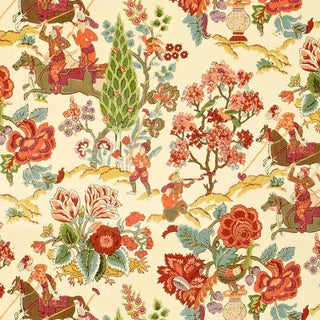 Schumacher Persian Lancers Fabric in Spring For Sale