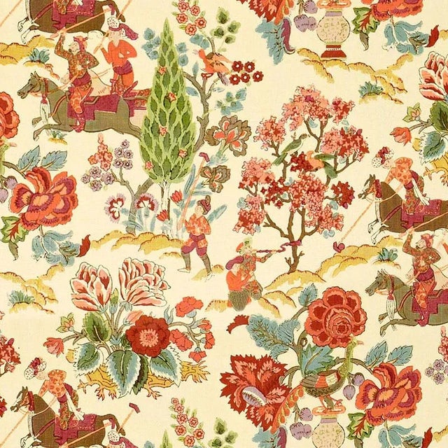 Schumacher Persian Lancers Fabric in Spring For Sale