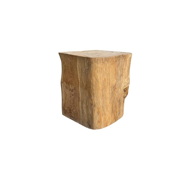 Contemporary Reclaimed Teak Wood Side Table or Pedestal Stunning Textures For Sale - Image 3 of 5