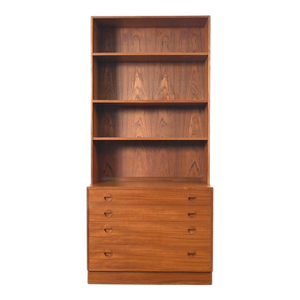 Danish Modern Four Drawer Chest With Bookcase Hutch | Danish Modern 1960s