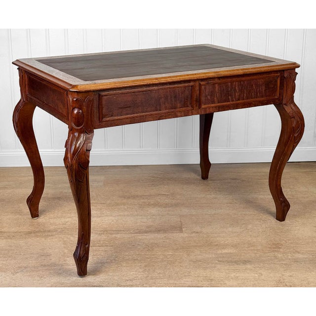 Antique Georgian Walnut Leather Top Library Office Writing Desk For Sale - Image 4 of 15