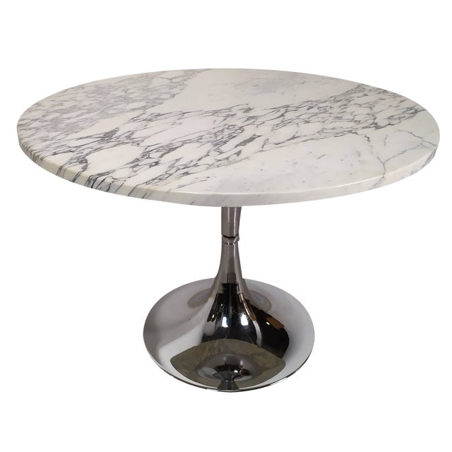 Vintage Carrara Marble Tulip Table, 1970s For Sale