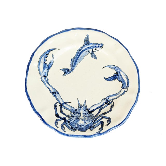 Italian Hand-Painted Ceramic Dishes by Giuseppe Mazzotti Albisola, 1930s, Set of 12 For Sale - Image 6 of 15