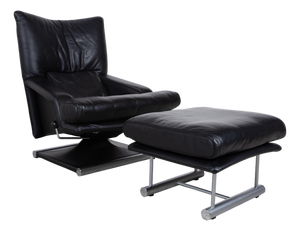 Set of Metal and Leather 6500 Armchair and Ottoman from Rolf Benz