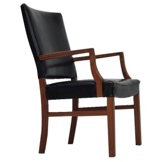 Danish Armchair in Teak and Artificial Leather, 1960s For Sale