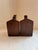 Dark stained wooden bookends carved into a horse/donkey shape Head: 3.5 x 3.5 x 6.5 Tail: 3.5 x 3.5 x 6