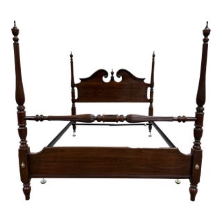 Vintage Full Size Ethan Allen Georgian Court Solid Cherry Four Poster Bed For Sale