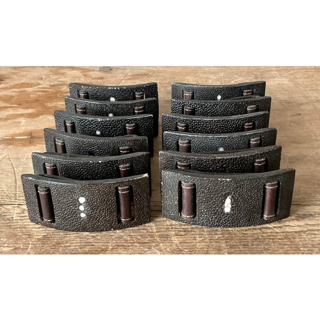 Vintage Boho Shagreen Napkin Rings - Set of 12 For Sale - Image 4 of 6