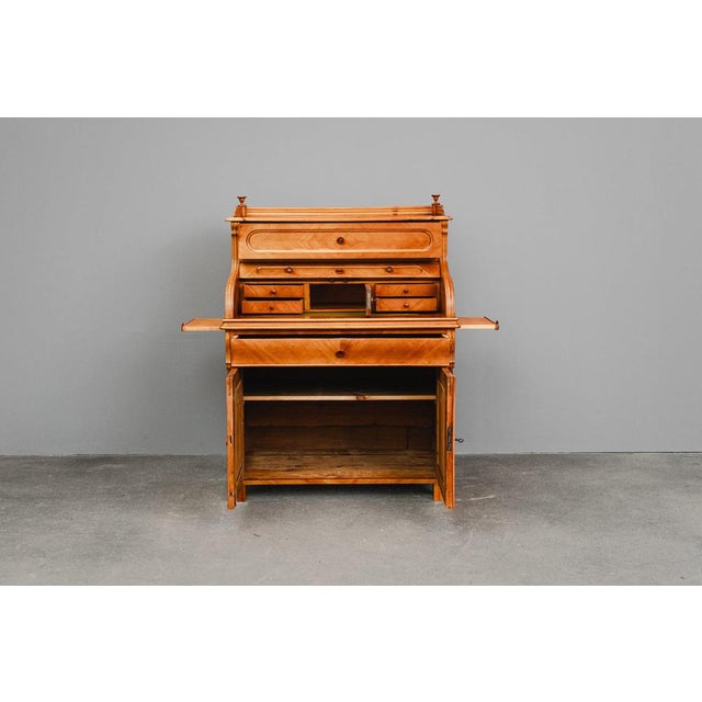 Louis Philippe Cylinder Secretary in Cherrywood, Mid-19th Century For Sale - Image 4 of 18