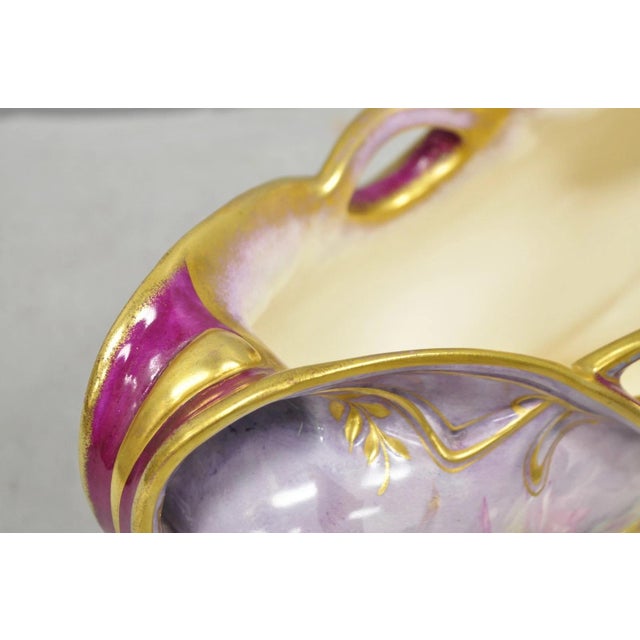 Antique Franz Anton Mehlem Royal Bonn Germany Art Nouveau Purple Jardinière Vase For Sale - Image 14 of 17