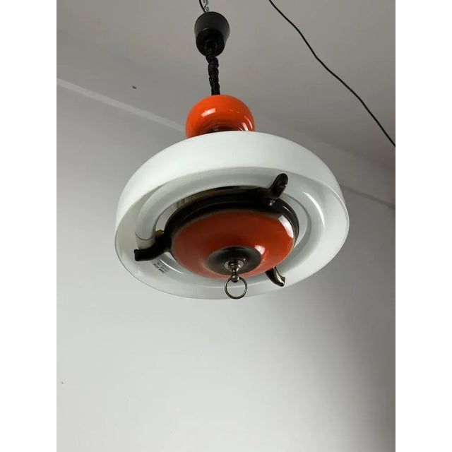 Italian Extendable Hanging Lamp in Ceramic and Glass, 1970s For Sale - Image 4 of 11