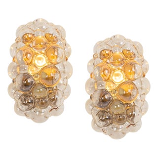 Amber Bubble Glass Sconce by Helena Tynell for Limburg, Germany, 1960s For Sale