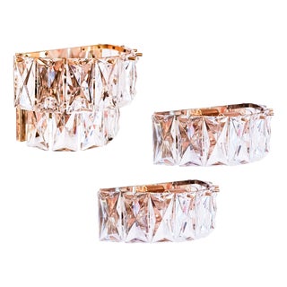Cut Crystal Sconces from Kinkeldey, 1970s, Set of 3 For Sale