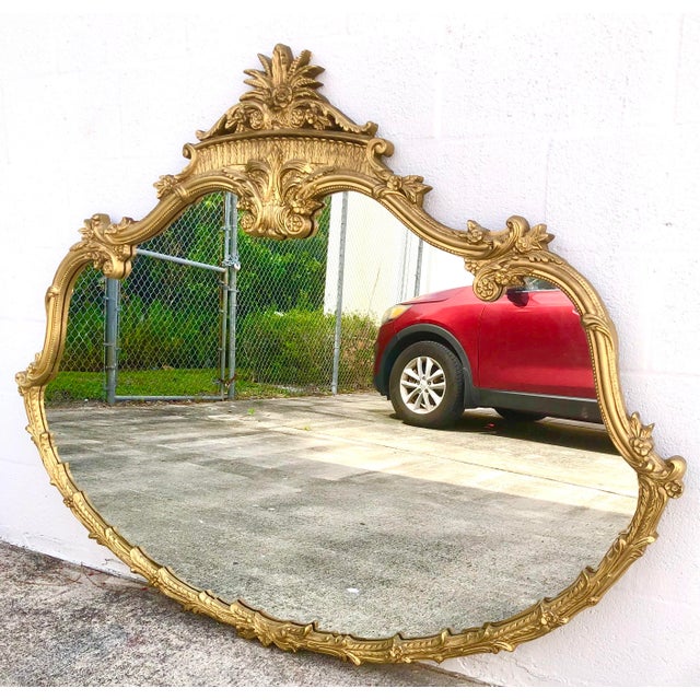 Large Early 20th Century Ornate Gold Rococo Mirror For Sale In West Palm - Image 6 of 13