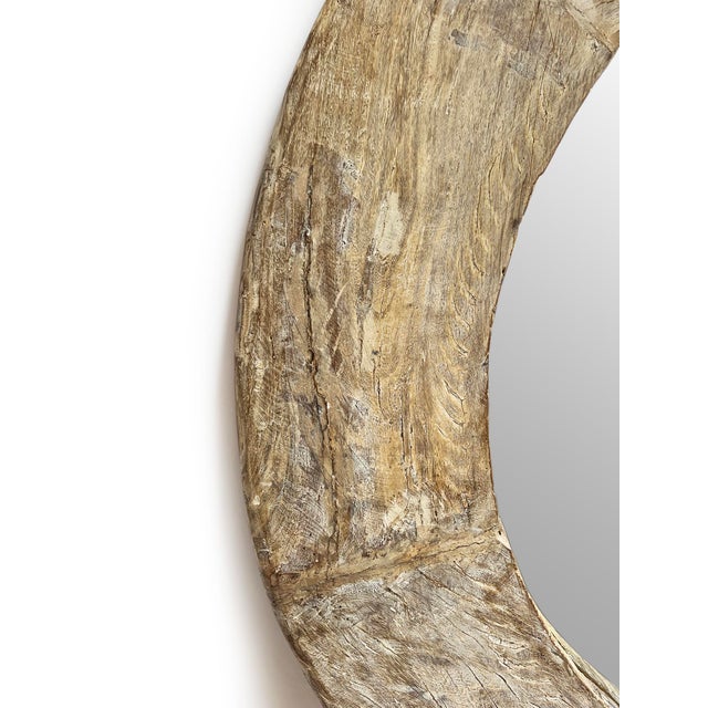 Vintage Large Wood Wheel Mirror For Sale - Image 4 of 6