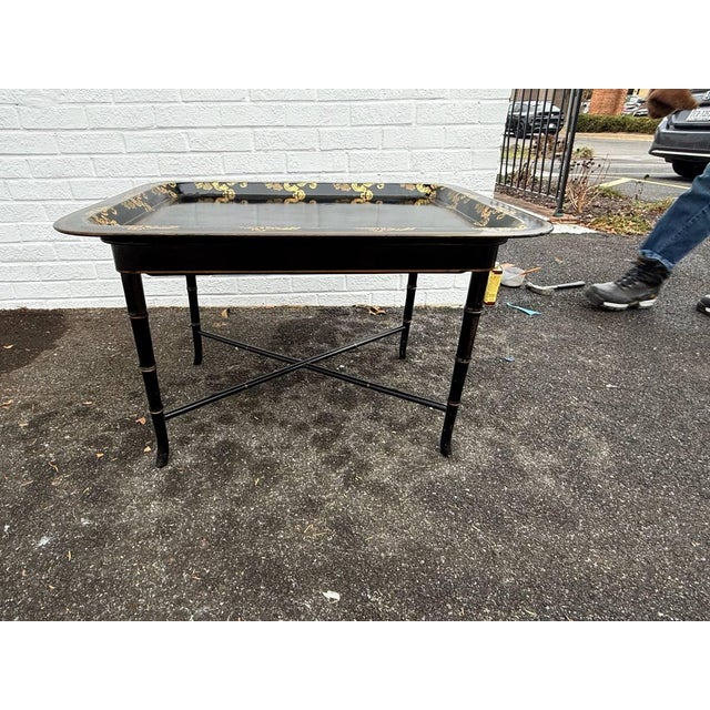 Vintage English Chinoiserie Paper Marche Style Tray Table or Coffee Table For Sale - Image 13 of 13