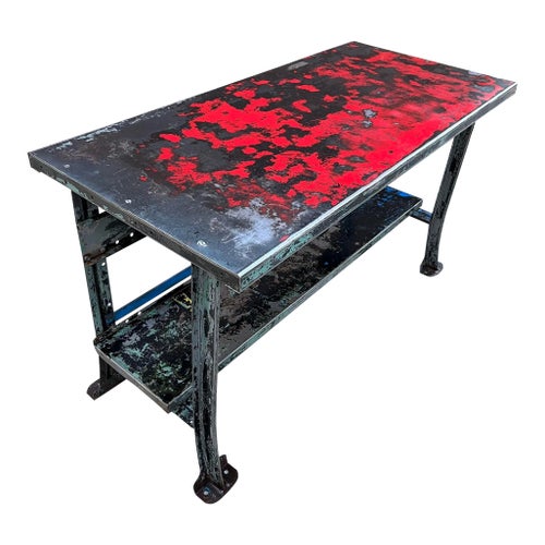 1940s American Steel Industrial Work Table From Lyon Metal Products