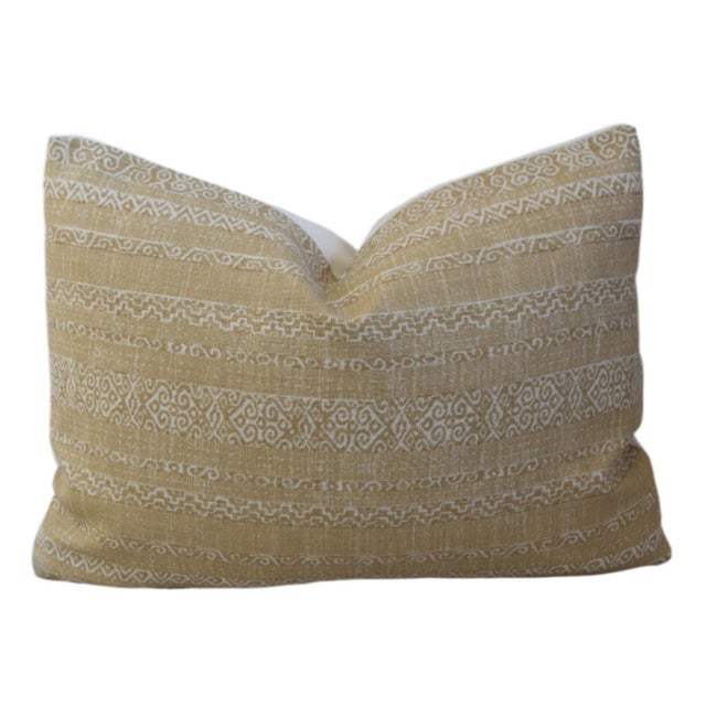 Green & Cream Kerry Joyce Striped Feather/Down Pillow For Sale - Image 4 of 6