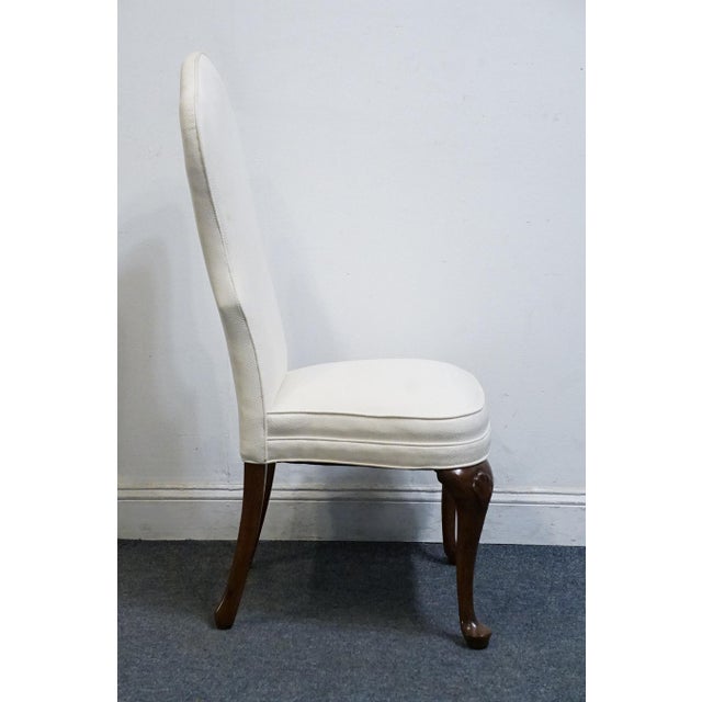Wood High End Vintage Solid Cherry Traditional Georgian White Upholstered High Back Dining Side Chair For Sale - Image 7 of 9