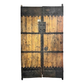 Antique Mongolian Wood & Iron Entry Doors For Sale