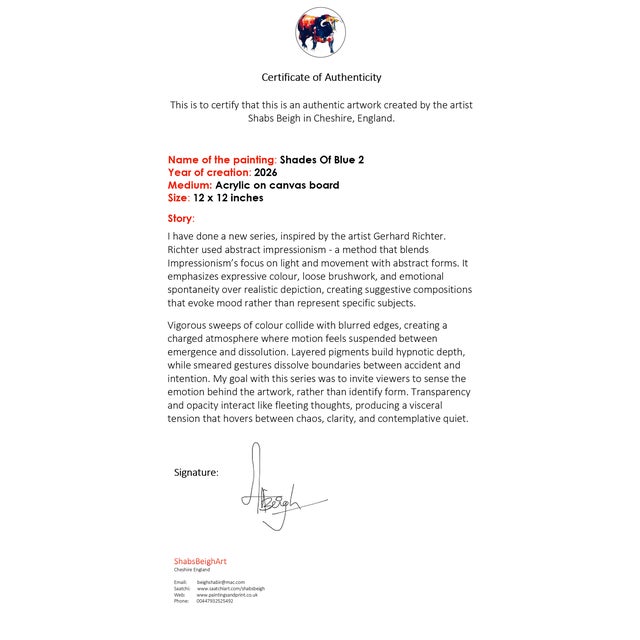 Blue Shades of Blue 2 Abstract Expressionism Acrylic Painting For Sale - Image 8 of 8