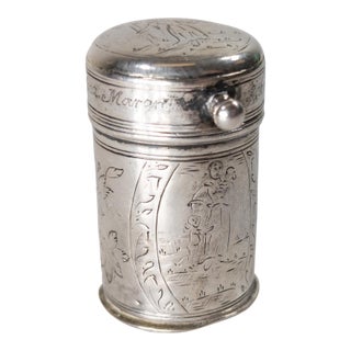 18th Century Silver German Etui Necessaire Keepsake Box With Engravings For Sale