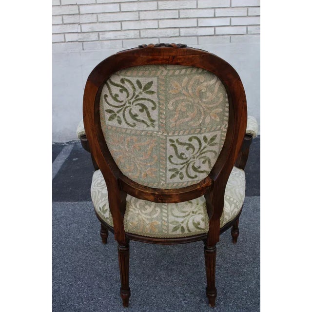 19th Century 19th Century French Louis Style Walnut Carved Side Accent Armchair For Sale - Image 5 of 7