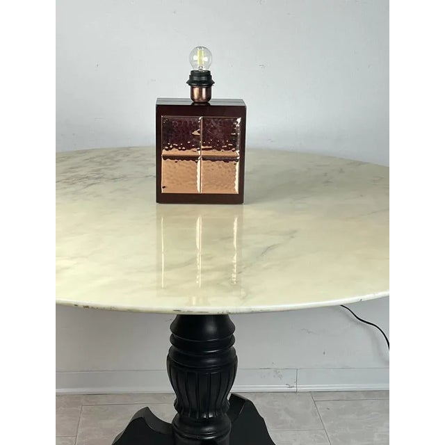 Brown Italian Table Lamp in Walnut and Copper, 1990s For Sale - Image 8 of 13