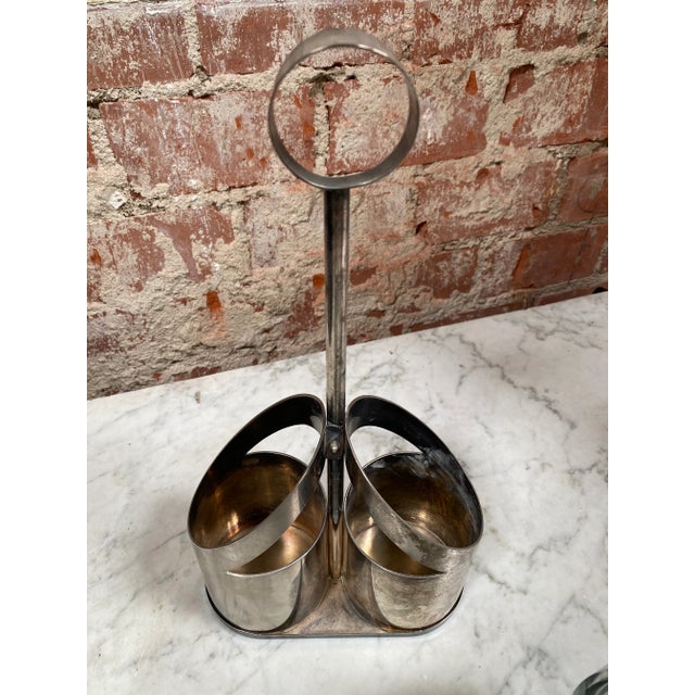 Silver 1950s Vintage Decanter Set With Caddy- 3 Pieces For Sale - Image 8 of 9