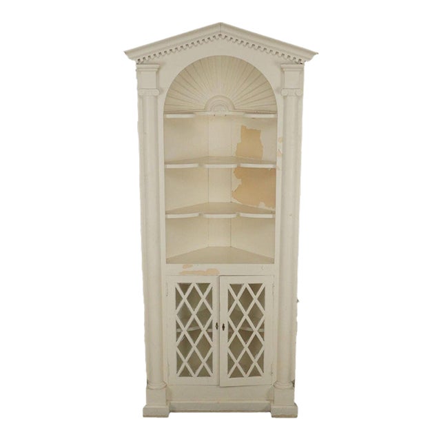 Mid 20th Century Colonial Revival White Wood Corner Cabinet For Sale