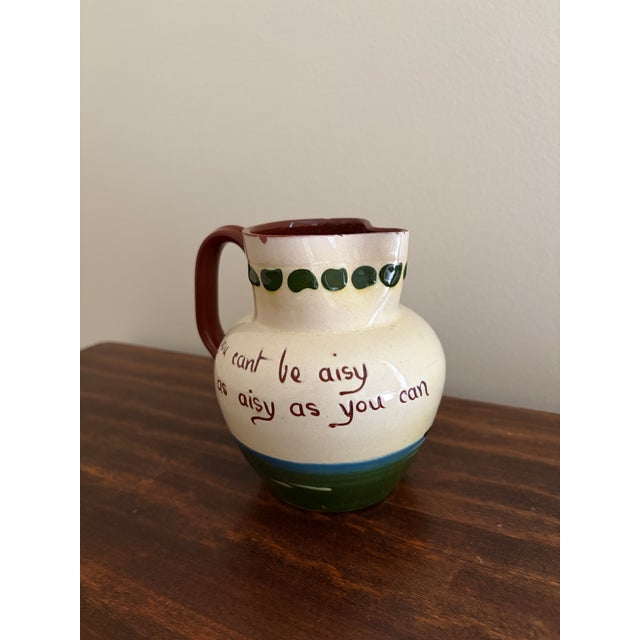 French Country Late 19th Century English Torquay Motto Pitcher With Sailboats, Devon Earthenware Pottery For Sale - Image 3 of 10