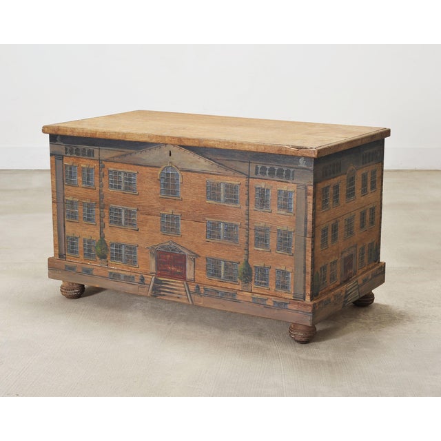19th C. Country English Painted Georgian House Blanket Chest For Sale - Image 4 of 18