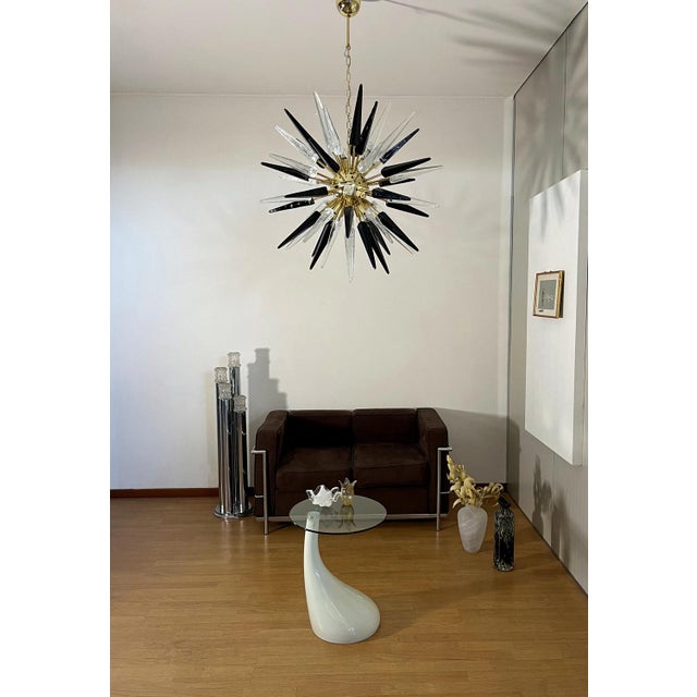 Murano Trasparent and Black Glass Sputnik Chandelier, 1990 For Sale - Image 10 of 18