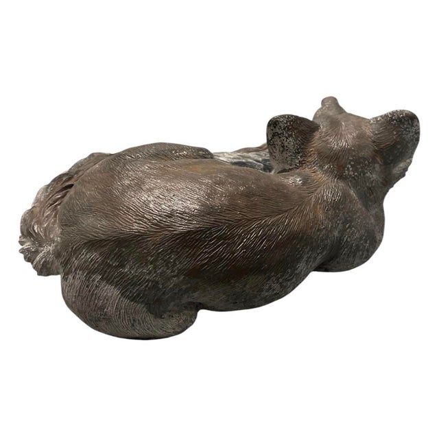 Metal Vintage Cast Iron Sleeping Fox Statue For Sale - Image 7 of 12