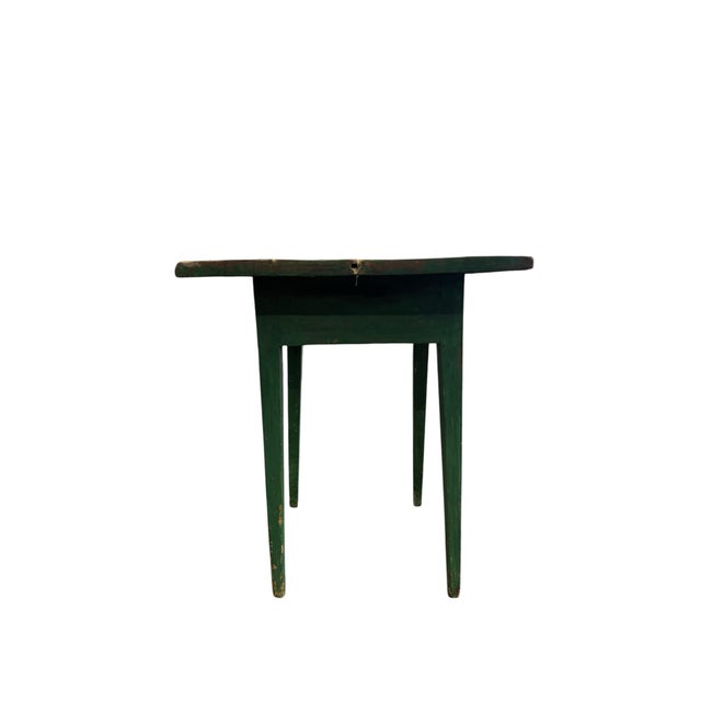 Late 19th Century 19th Century Primitive Green Painted Farm Table For Sale - Image 5 of 12