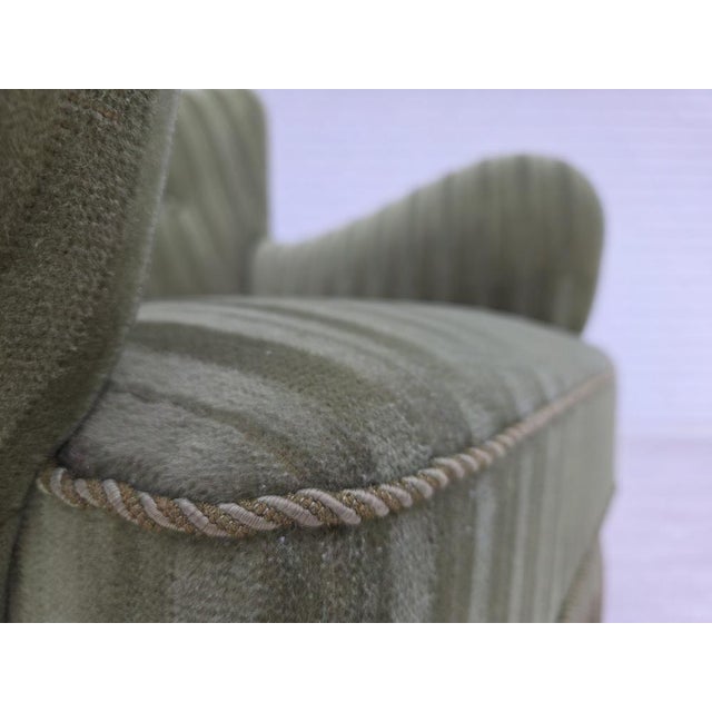Mid-Century Modern Danish Armchair in Green Furniture Velour, 1960s For Sale - Image 3 of 18