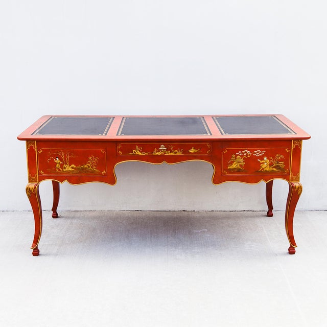 Vintage French Regency Chinoiserie Writing Desk by Baker, 1980s For Sale - Image 12 of 15