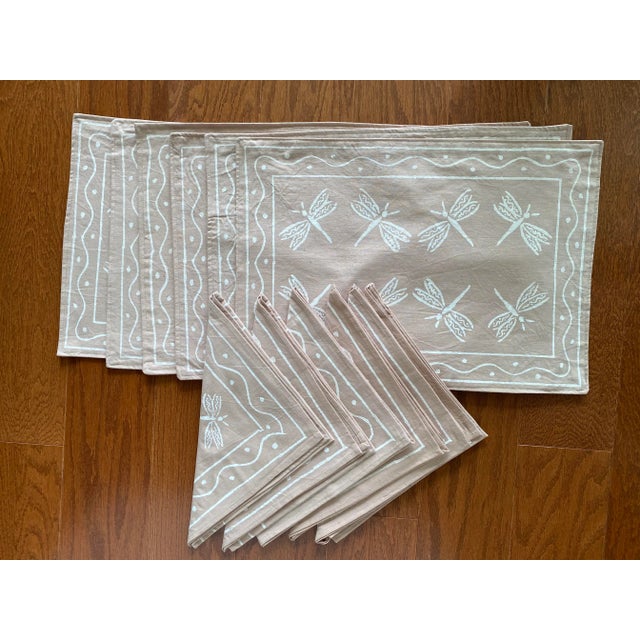 Brand New -12 Items - 6 Dragonfly Design Cotton Placemats & 6 Matching Napkins For Sale - Image 12 of 13