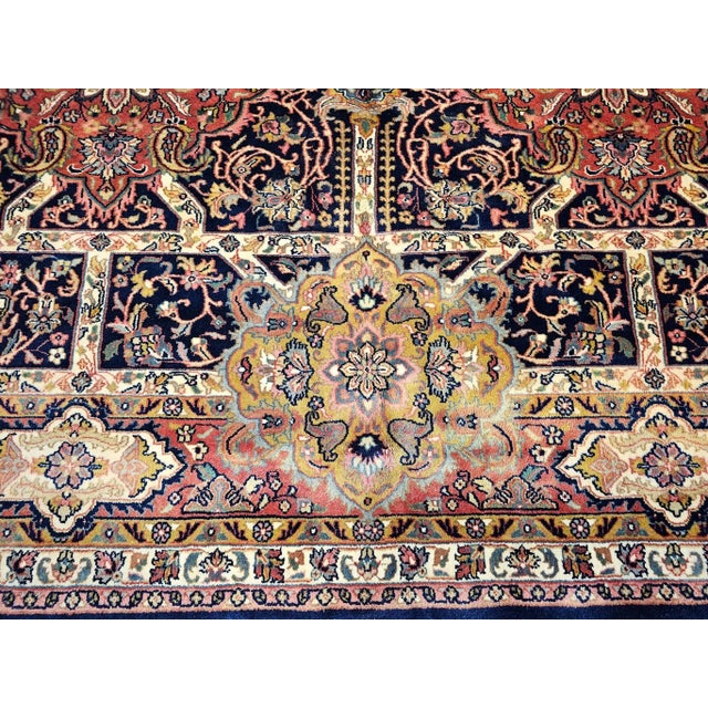 Vintage Kerman Style Room Size Rug, Handwoven Geometric Pattern, Navy & Burgundy, 8’ X 10’ For Sale - Image 12 of 12