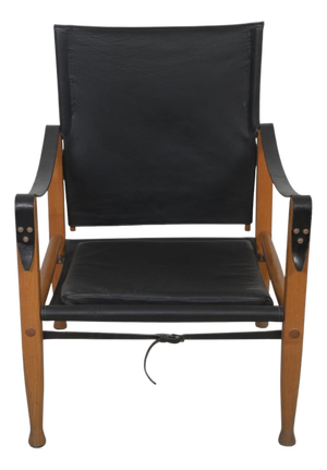 Square Cushion Safari Chair in Black Leather, 1990s