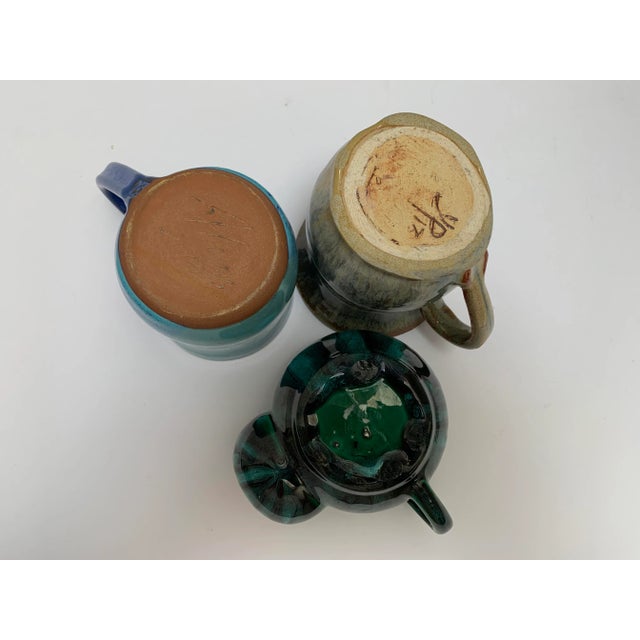 Ceramic Set of Three Handmade Vintage Pottery Mugs For Sale - Image 7 of 7