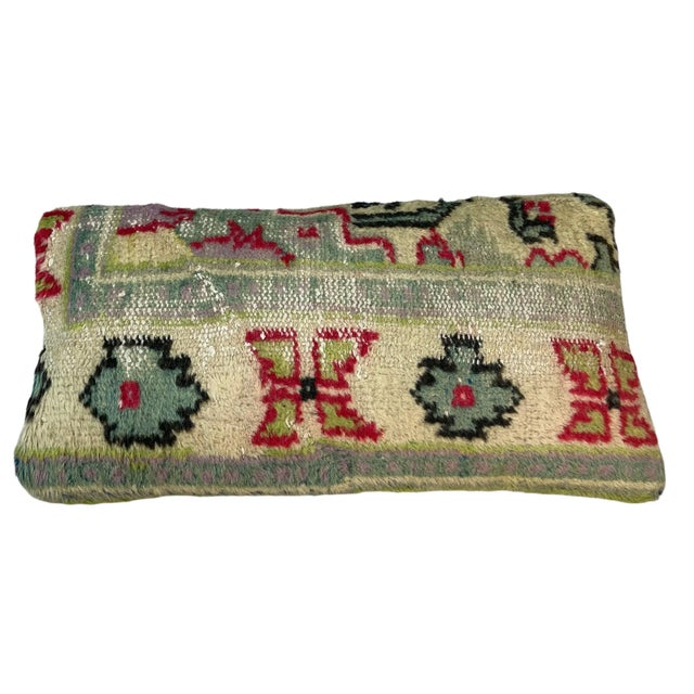 Large Turkish Handmade Decorative Rug Cushion Cover For Sale - Image 4 of 11