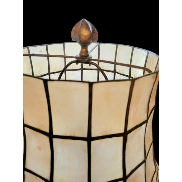 Hollywood Regency Vintage Frederick Cooper Extra Tall Sheaf of Wheat Hollywood Regency Capiz Shell Shade Table Lamp For Sale - Image 3 of 8