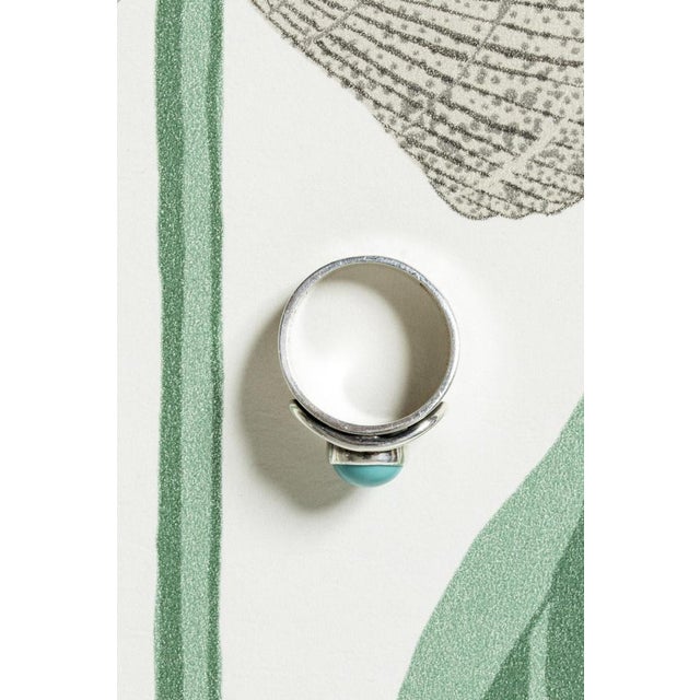 Mid-Century Modern Silver and Turquoise Ring by Erik Granit, 1974 For Sale - Image 3 of 6