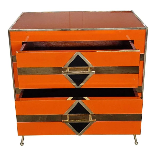 Orange Colored Glass Bedside Table, 1980s For Sale - Image 8 of 10
