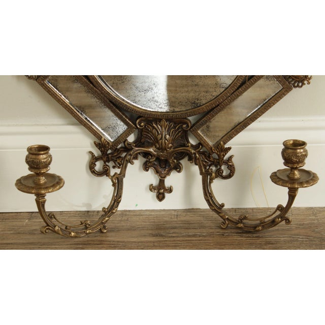 1990s Brass Renaissance Style Girandole Mirror For Sale - Image 5 of 13